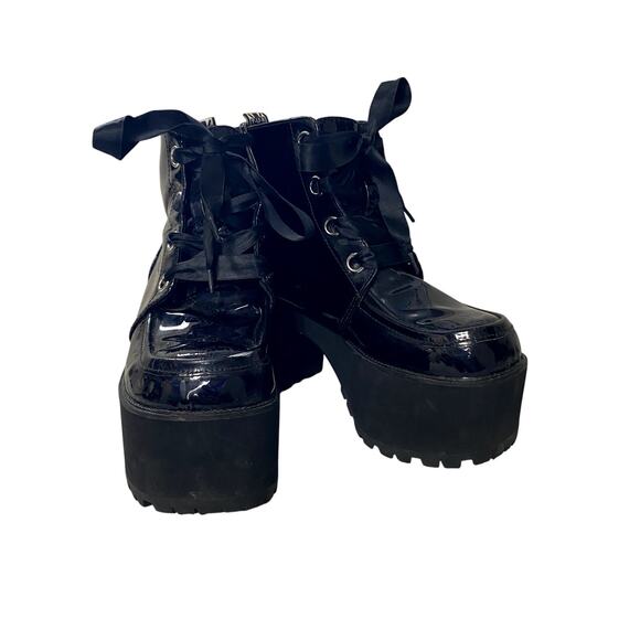 Tuk Patent Leather Iridescent Heeled Platform Boots Goth Emo Alt Womens Size 6 - Picture 4 of 12